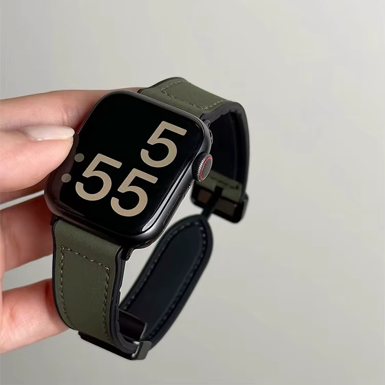Bracelet Cuir Apple Watch Vert Foncé